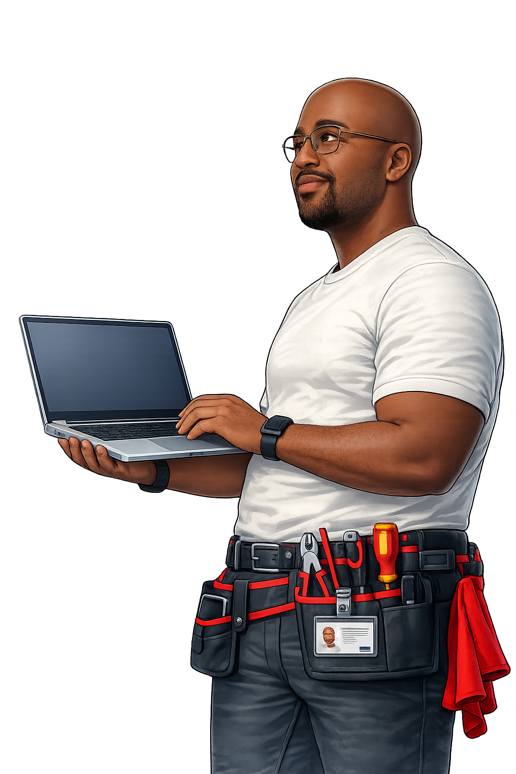 Reggie holding laptop