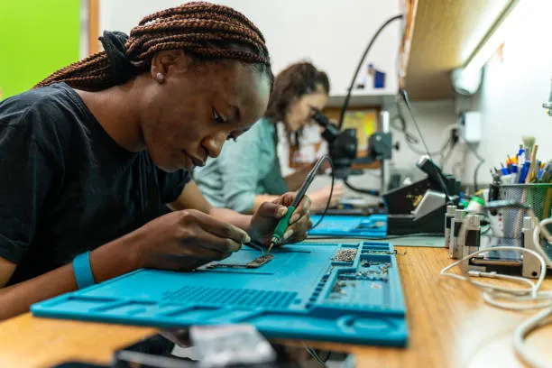 Technician handling a repair station
